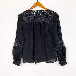 For Love‎ & Lemons Sacramento Sheer Floral Long Sleeve Blouse Relaxed Size Xs